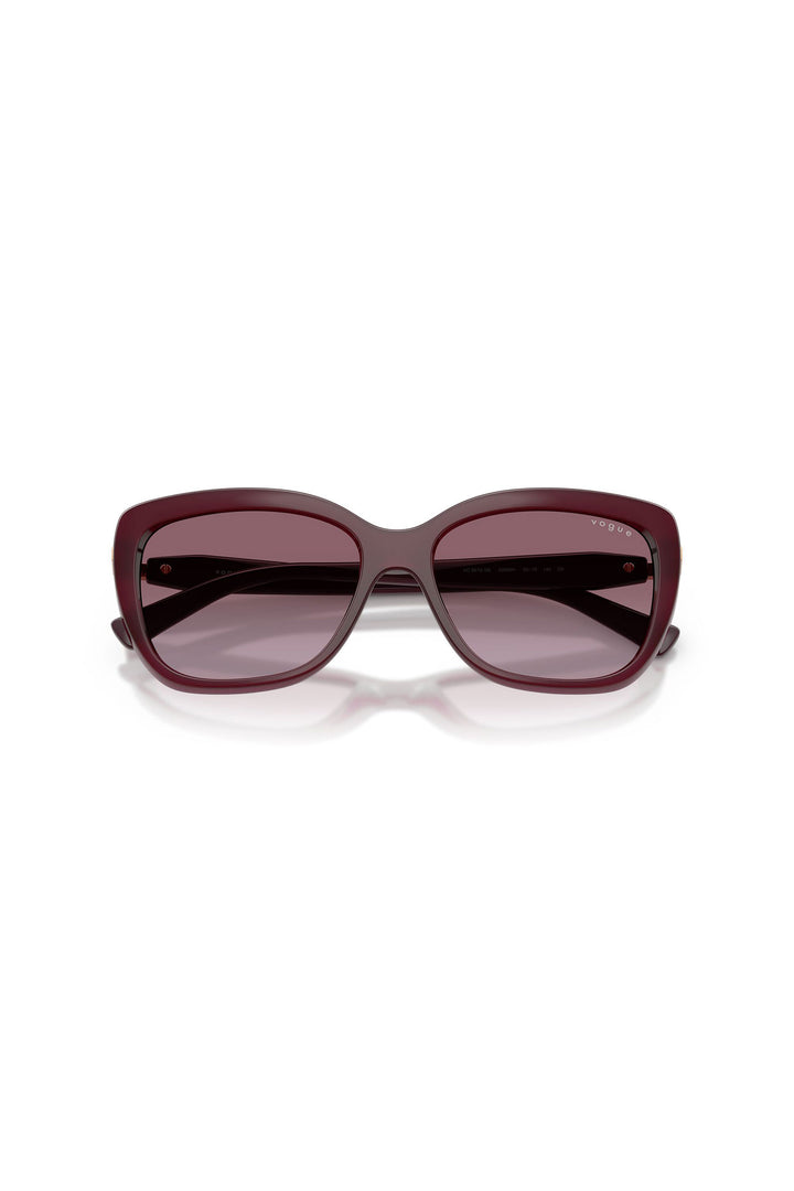 Rounded Solid Frame Sunglasses - Cherry