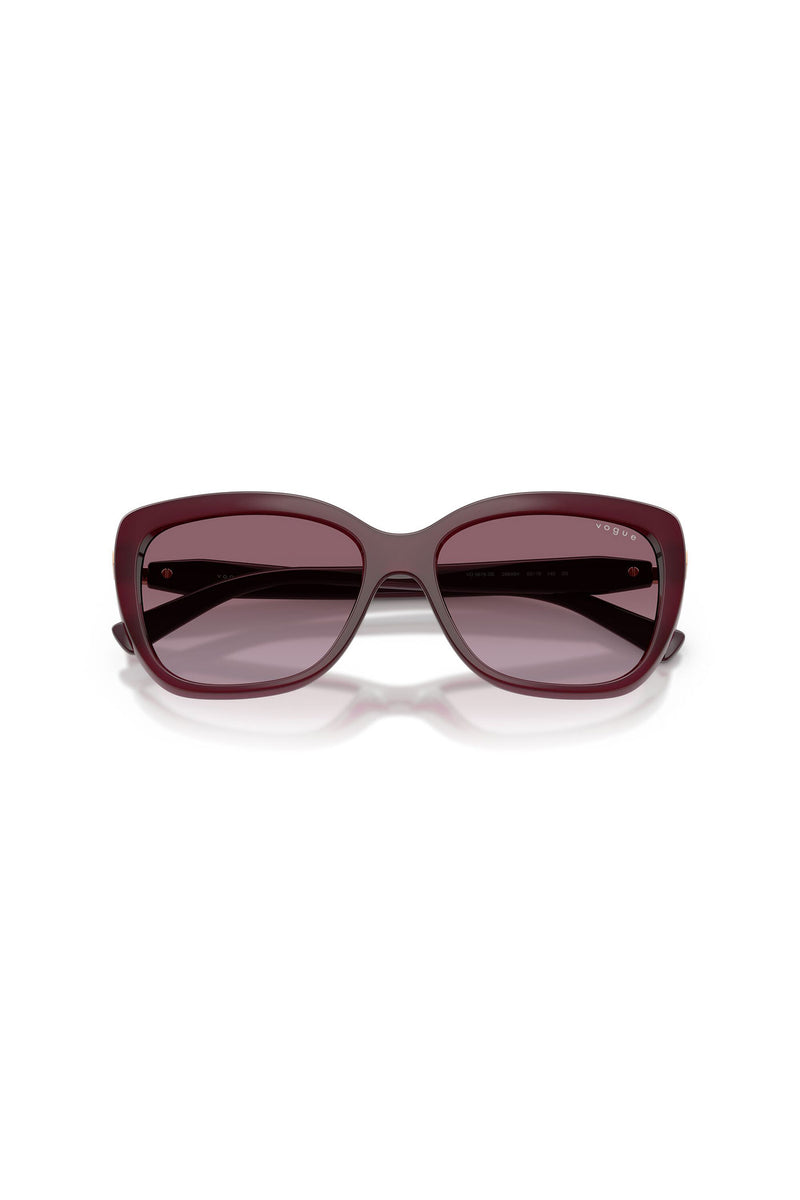 Rounded Solid Frame Sunglasses - Cherry