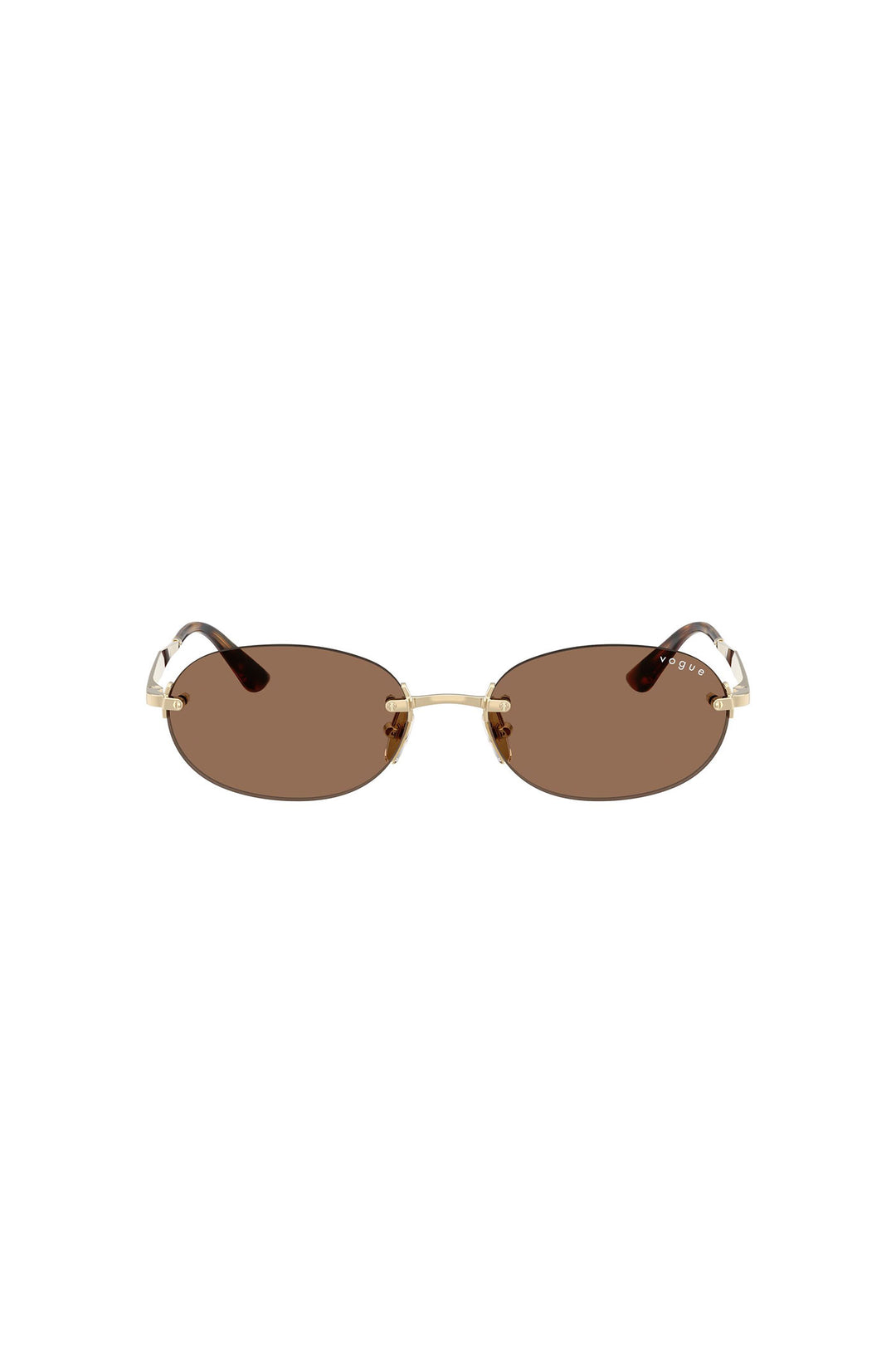Oval Frameless Sunglasses - Brown