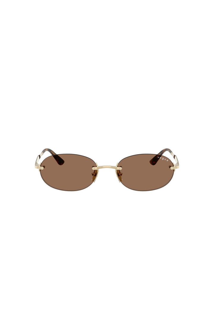 Oval Frameless Sunglasses - Brown