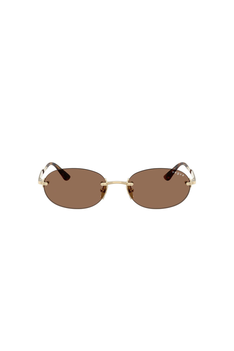 Oval Frameless Sunglasses - Brown