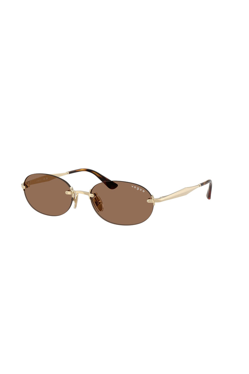 Oval Frameless Sunglasses - Brown