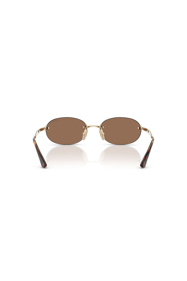 Oval Frameless Sunglasses - Brown