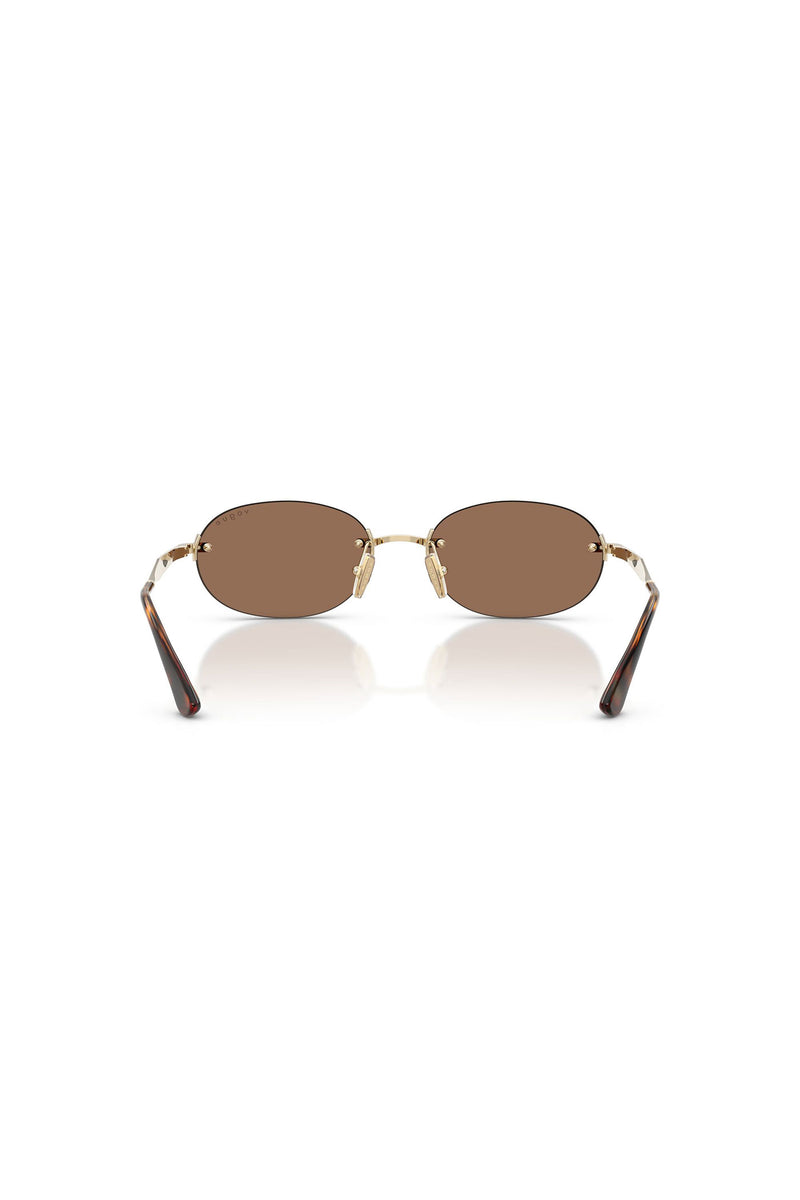 Oval Frameless Sunglasses - Brown
