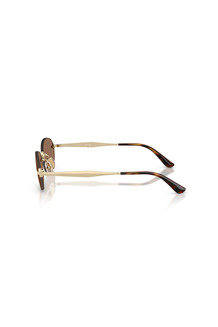 Oval Frameless Sunglasses - Brown