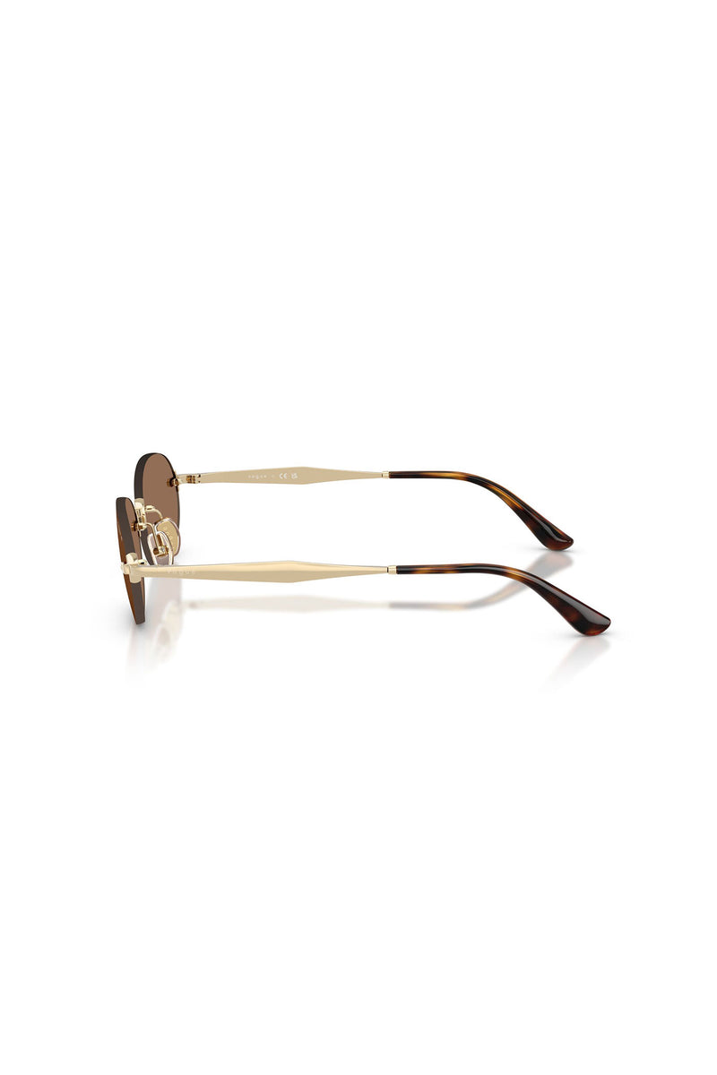 Oval Frameless Sunglasses - Brown