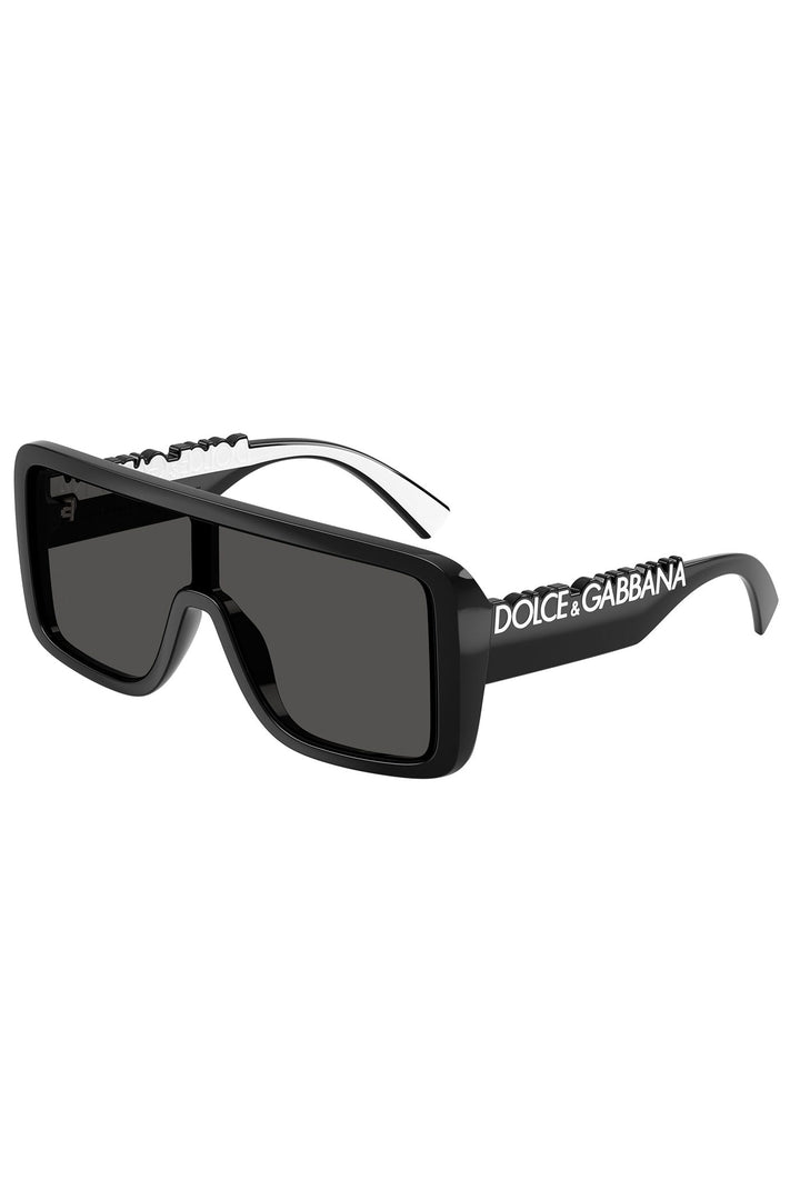 Large Shield Frame Sport Sunglasses - Black