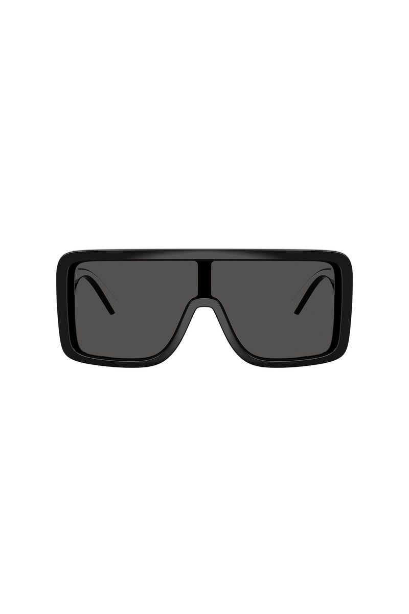 Large Shield Frame Sport Sunglasses - Black
