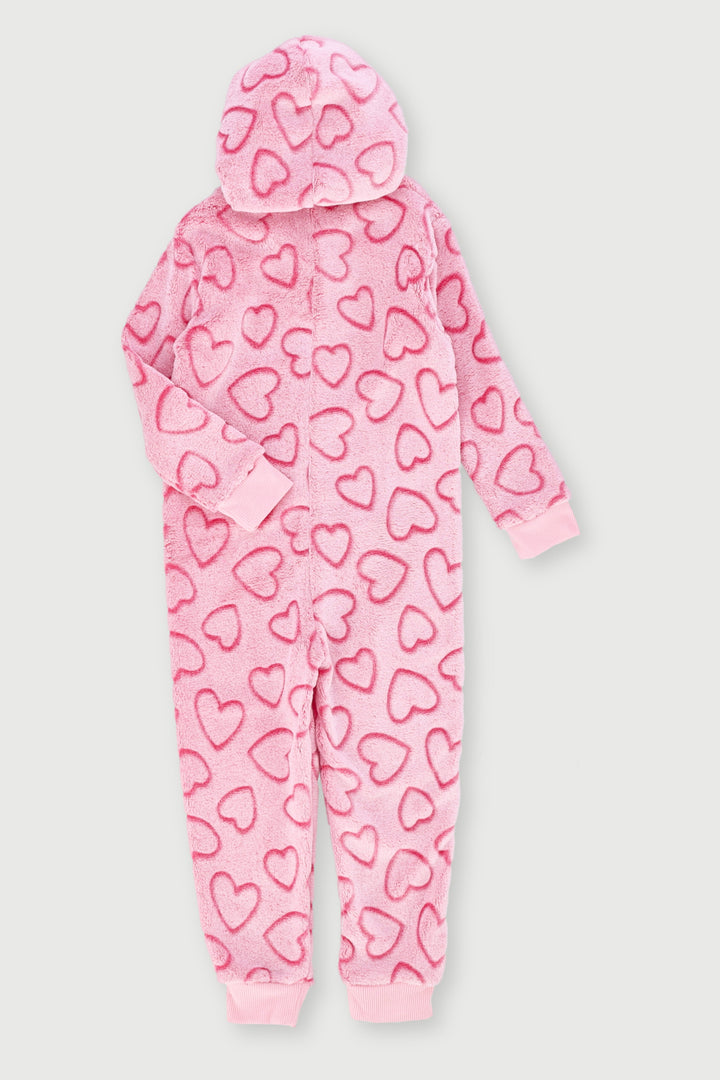 Pre-Girls Hearts Embossed Onesie - Pink