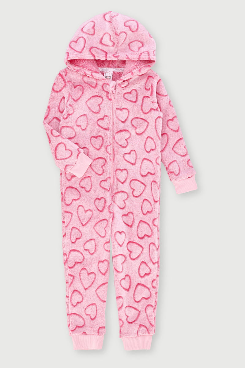 Pre-Girls Hearts Embossed Onesie - Pink