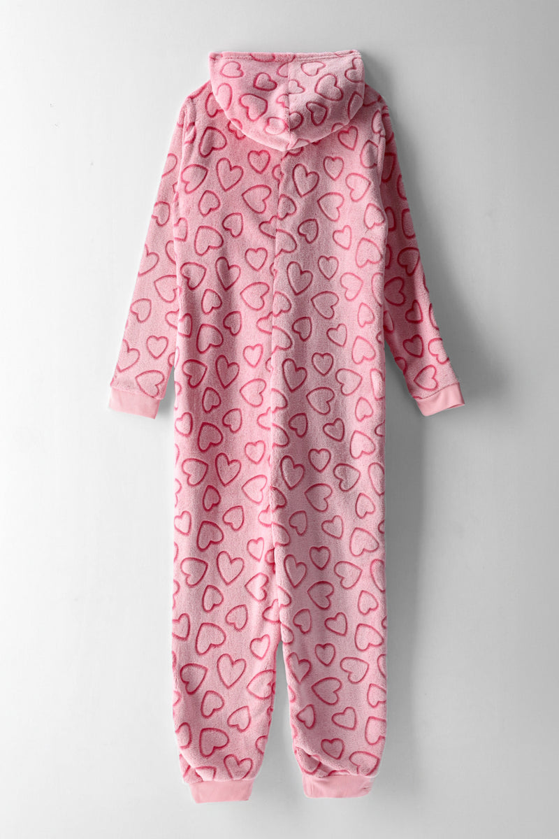 Girls Hearts Embossed Onesie - Pink Lady