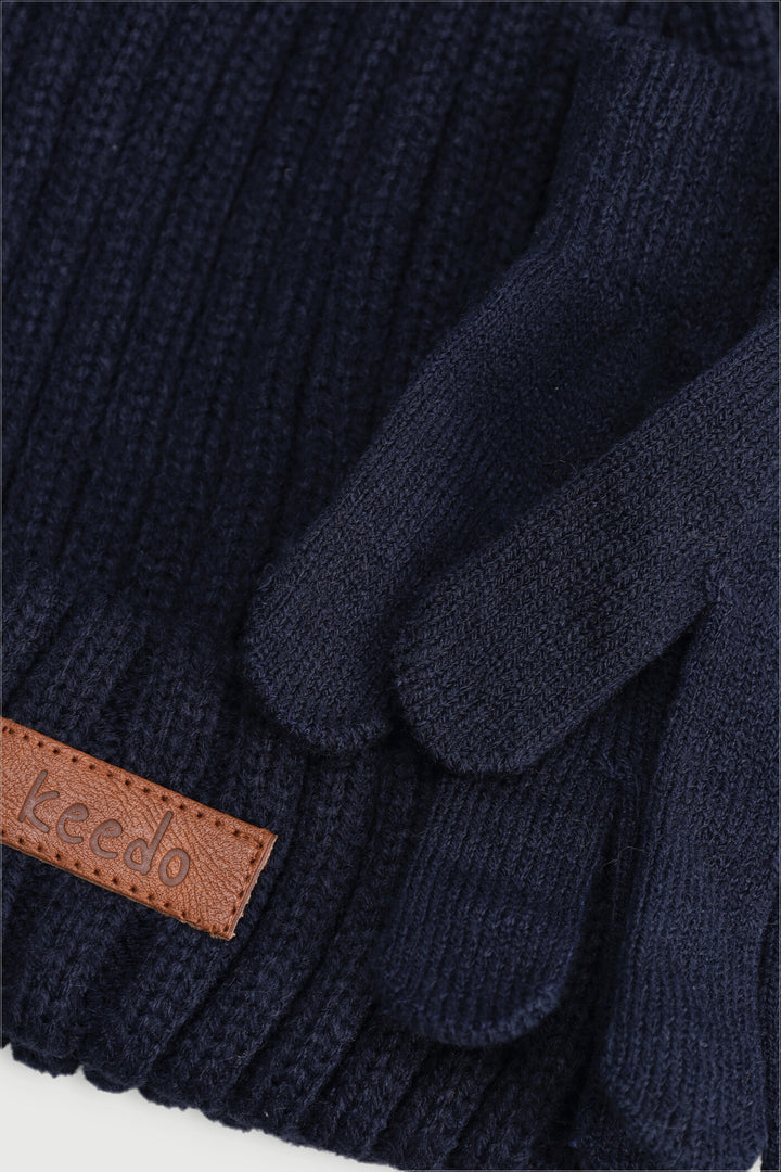 Keedo Keedo Boys Beanie And Glove Set - Navy