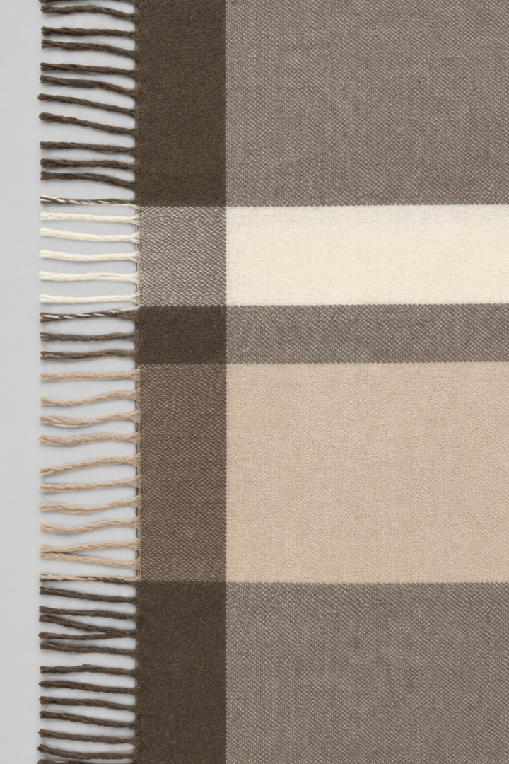 Colour Block Tassel Cape - Tan