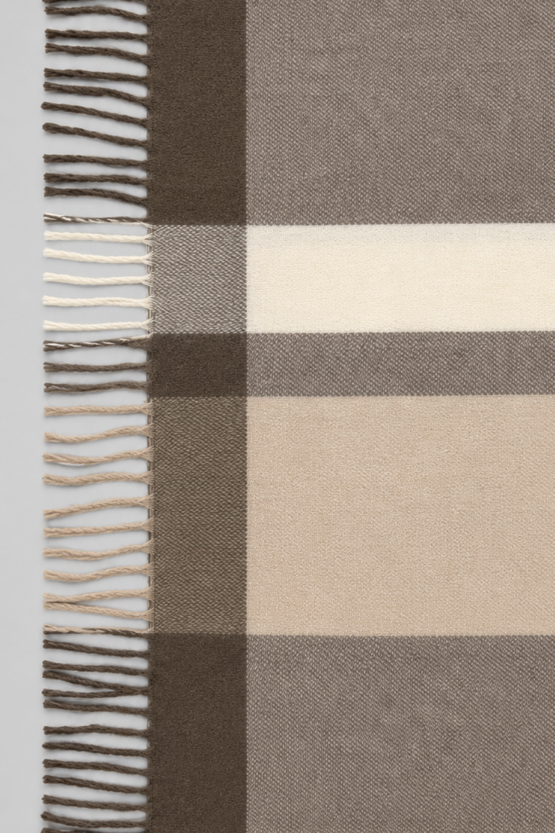 Colour Block Tassel Cape - Tan