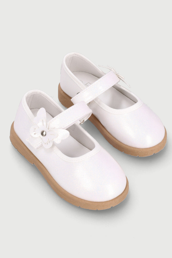 Pre-Girls Glitter Comfort Pump - White