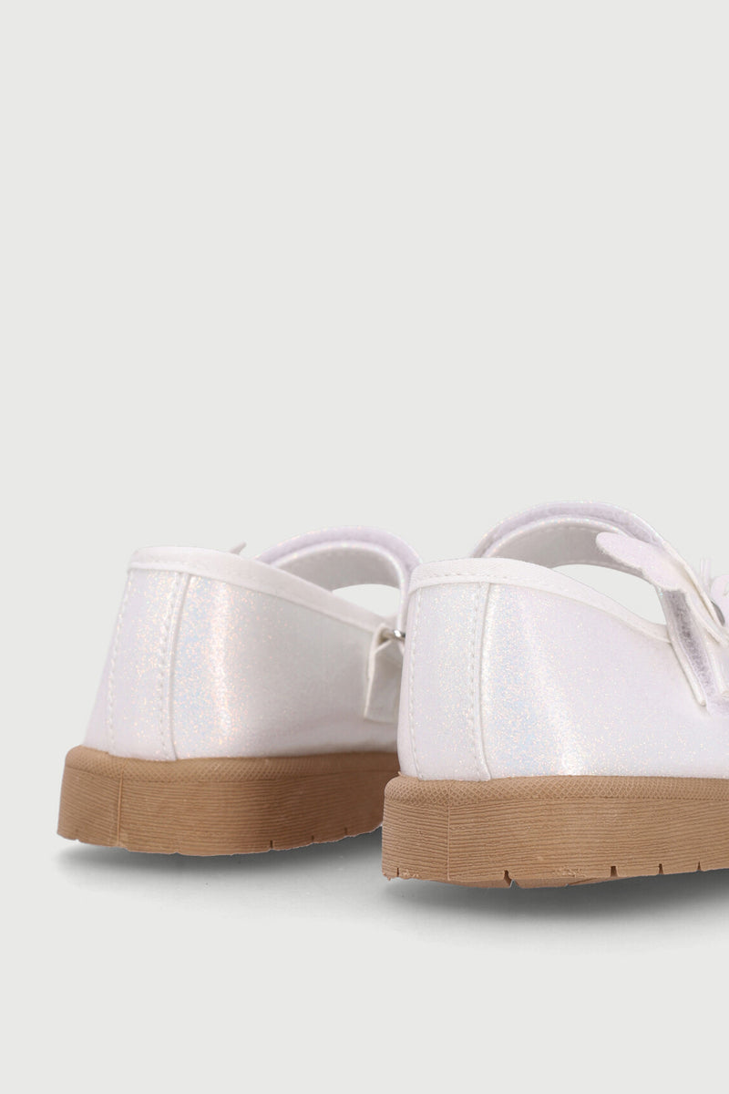 Pre-Girls Glitter Comfort Pump - White