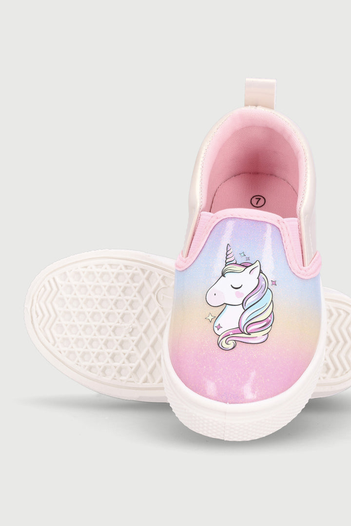 Pre-Girls Unicorn Slip On Sneaker - White