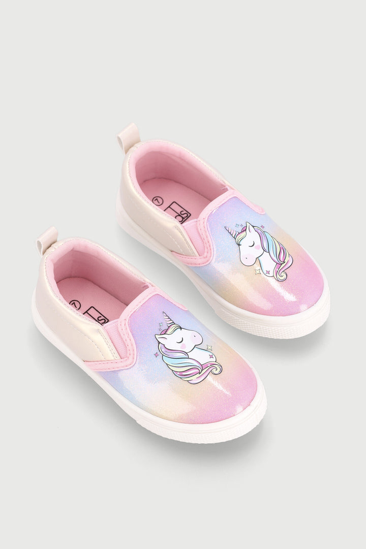 Pre-Girls Unicorn Slip On Sneaker - White