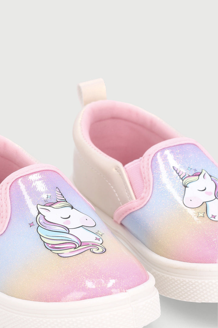 Pre-Girls Unicorn Slip On Sneaker - White