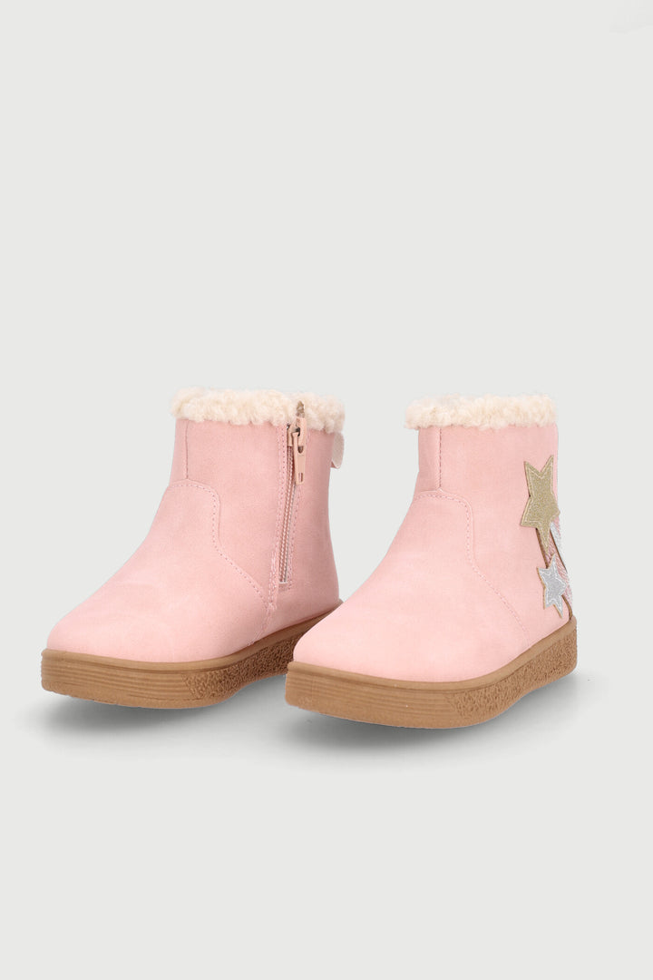Pre-Girls Star Applique Boot - Dusty Pink