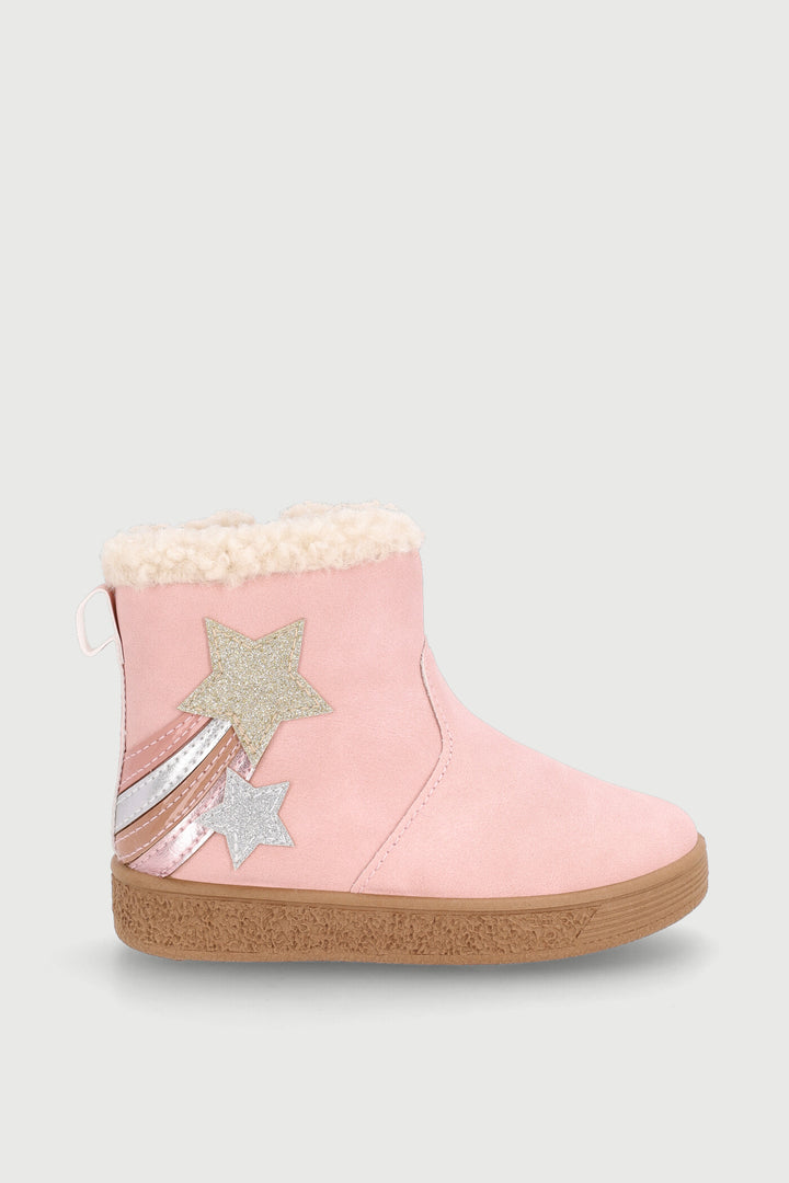 Pre-Girls Star Applique Boot - Dusty Pink