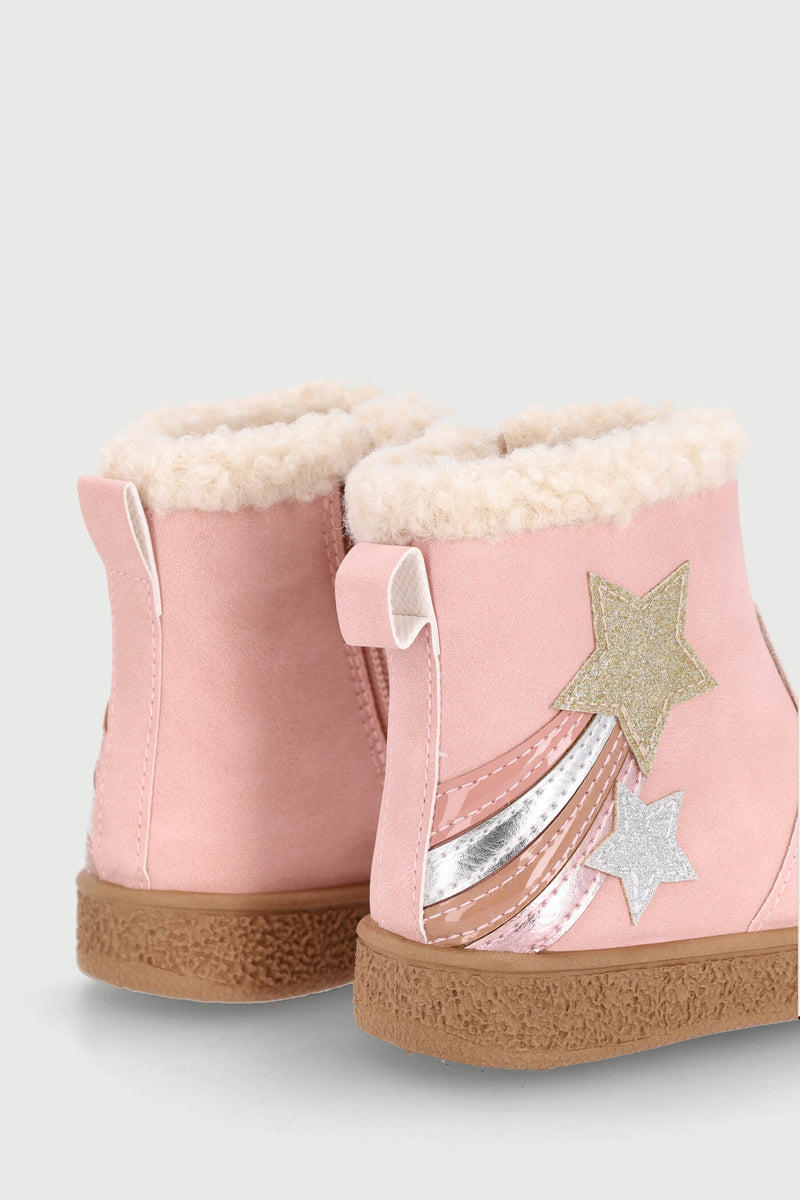 Pre-Girls Star Applique Boot - Dusty Pink