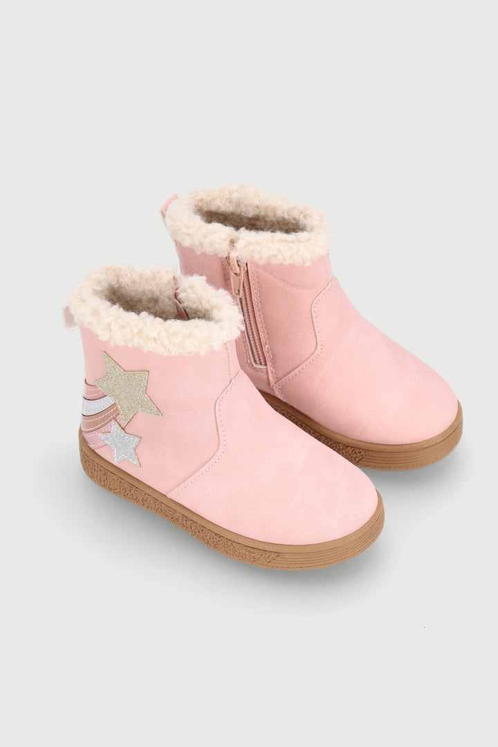 Pre-Girls Star Applique Boot - Dusty Pink