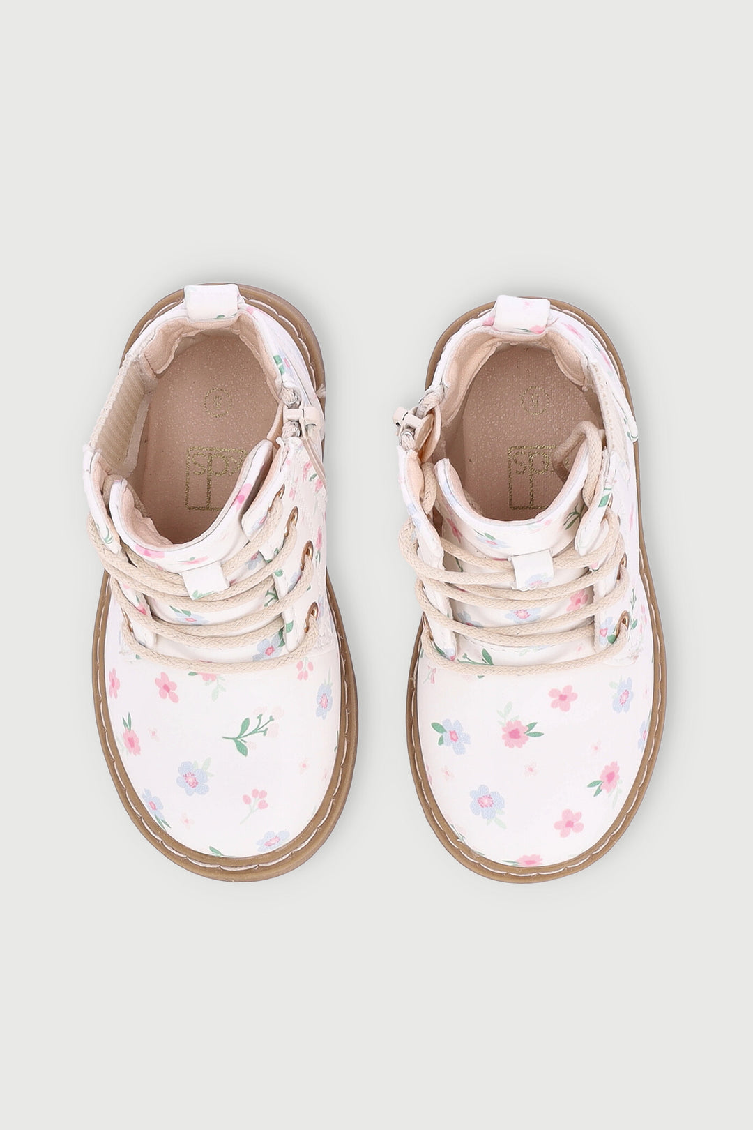 Pre-Girls Floral Boot - Cream