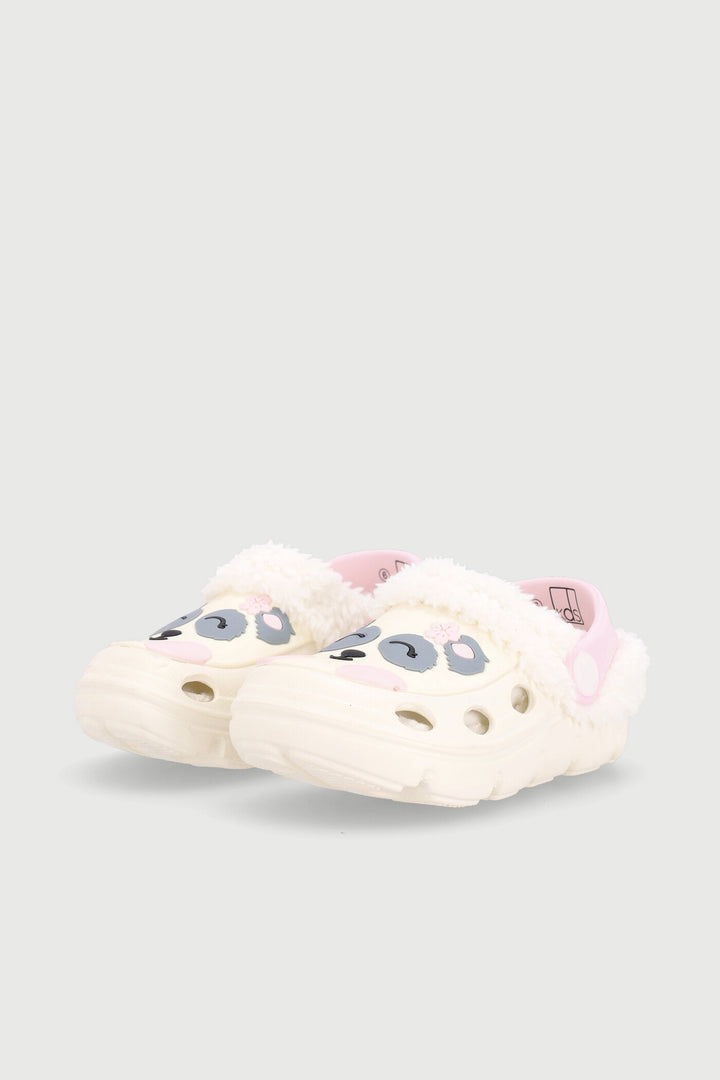 Pre-Girls Panda Rubber Vamp Slipper - Cream