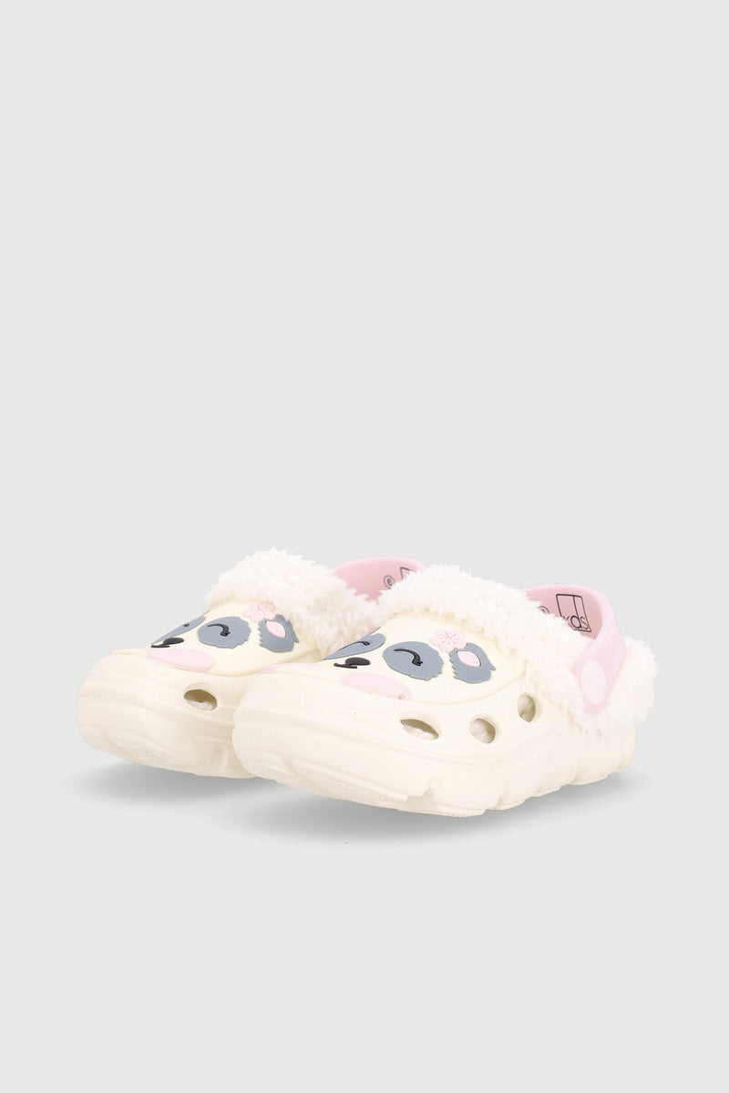 Pre-Girls Panda Rubber Vamp Slipper - Cream