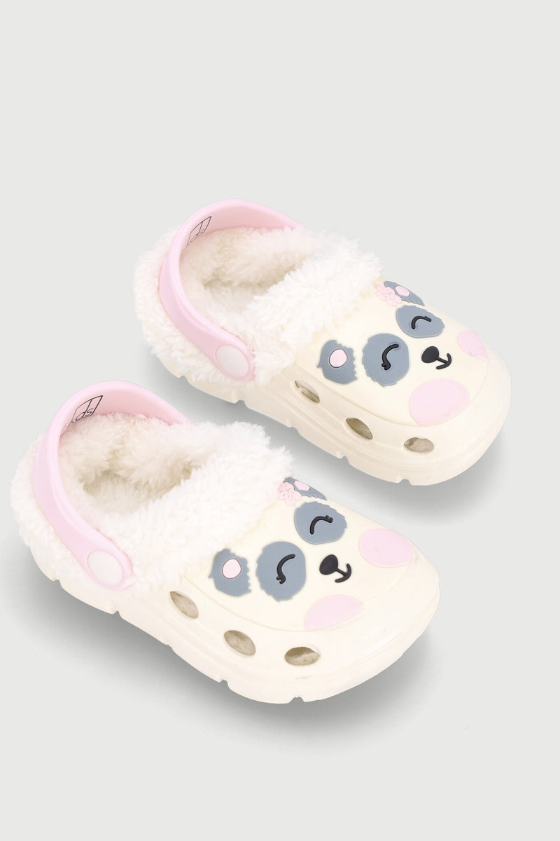 Pre-Girls Panda Rubber Vamp Slipper - Cream