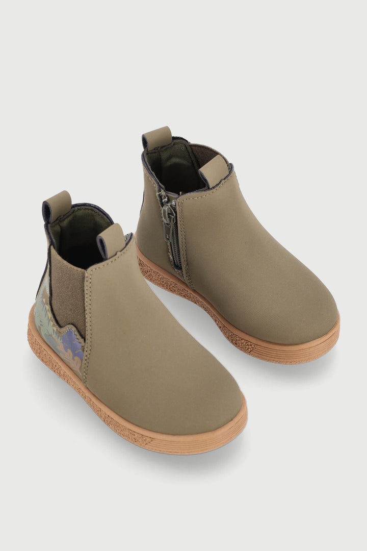 Pre-Boys Dino Gussset Boot - Olive