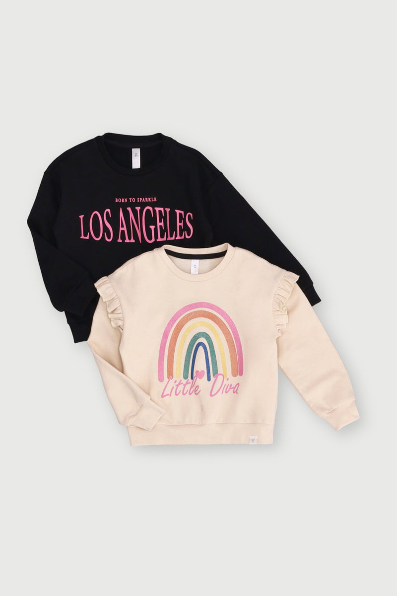 Pre-Girls 2 Pack Lil Diva Fleece Tops - Stone/Black