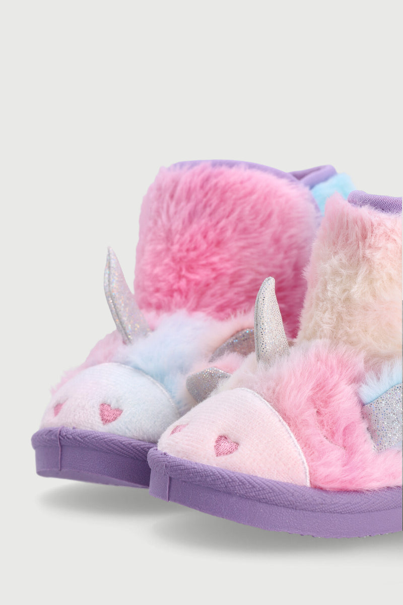Pre-Girls Unicorn Slipper Boot - Lilac