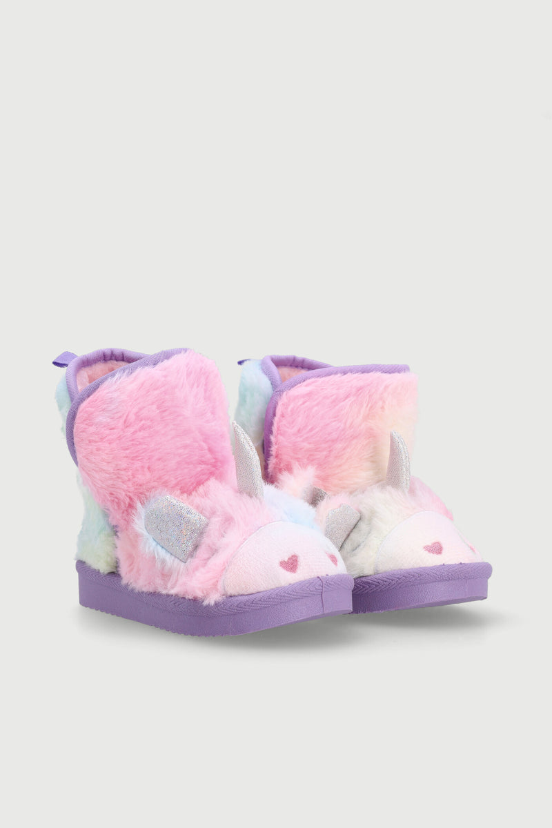 Pre-Girls Unicorn Slipper Boot - Lilac