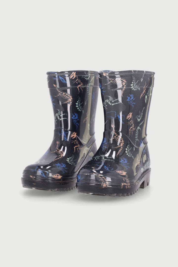 Pre-Boys Neon Dino Wellington Boots - Black