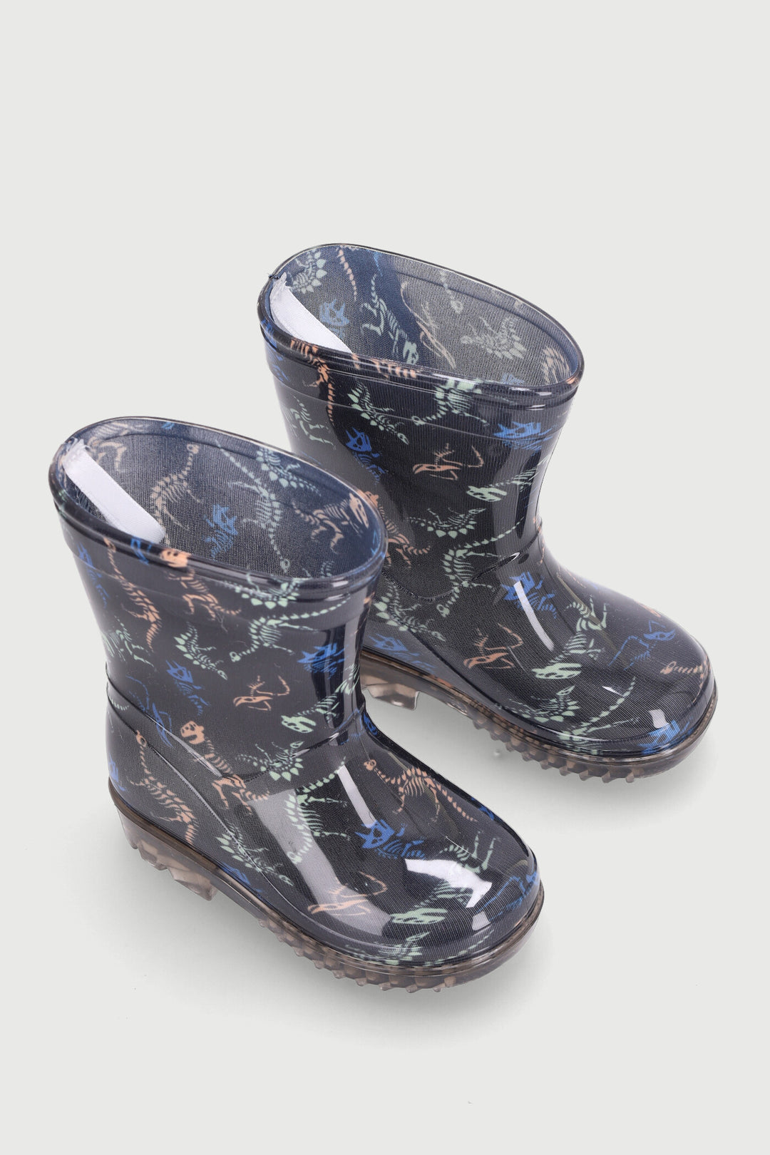 Pre-Boys Neon Dino Wellington Boots - Black