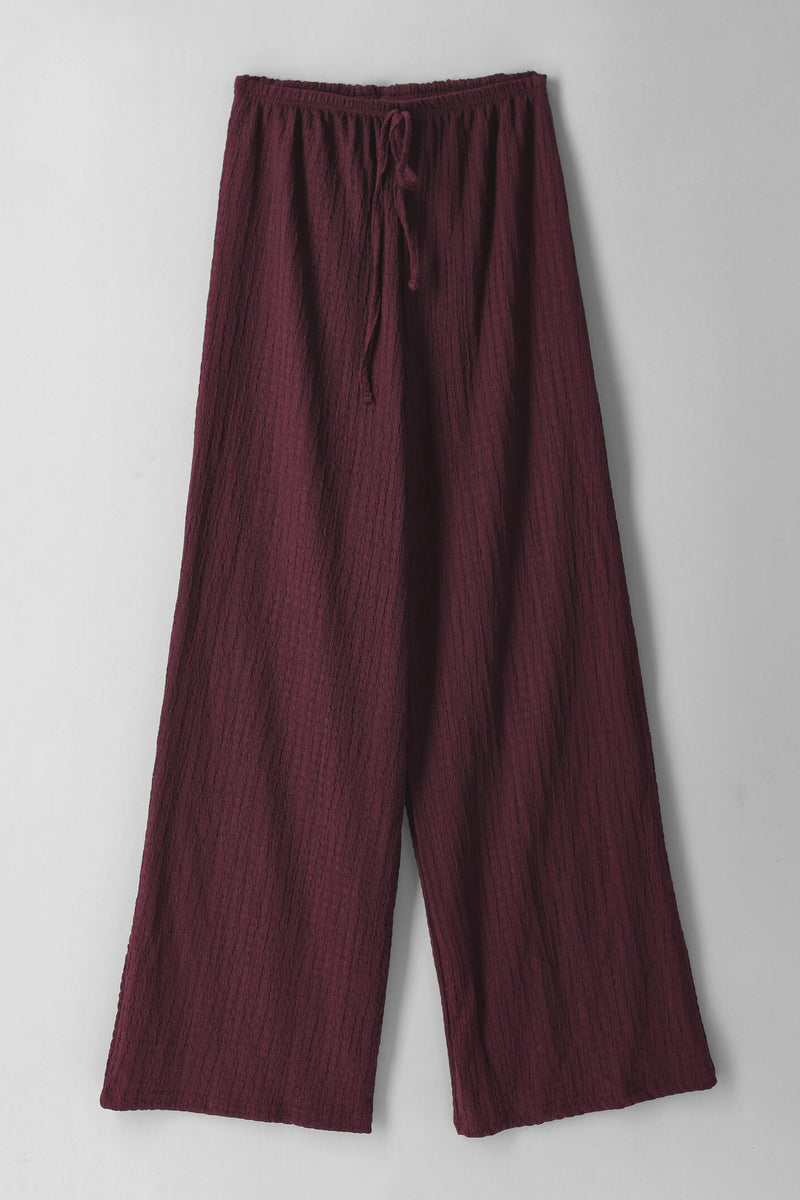 Girls Pull On Drawcord Pants - Burgundy