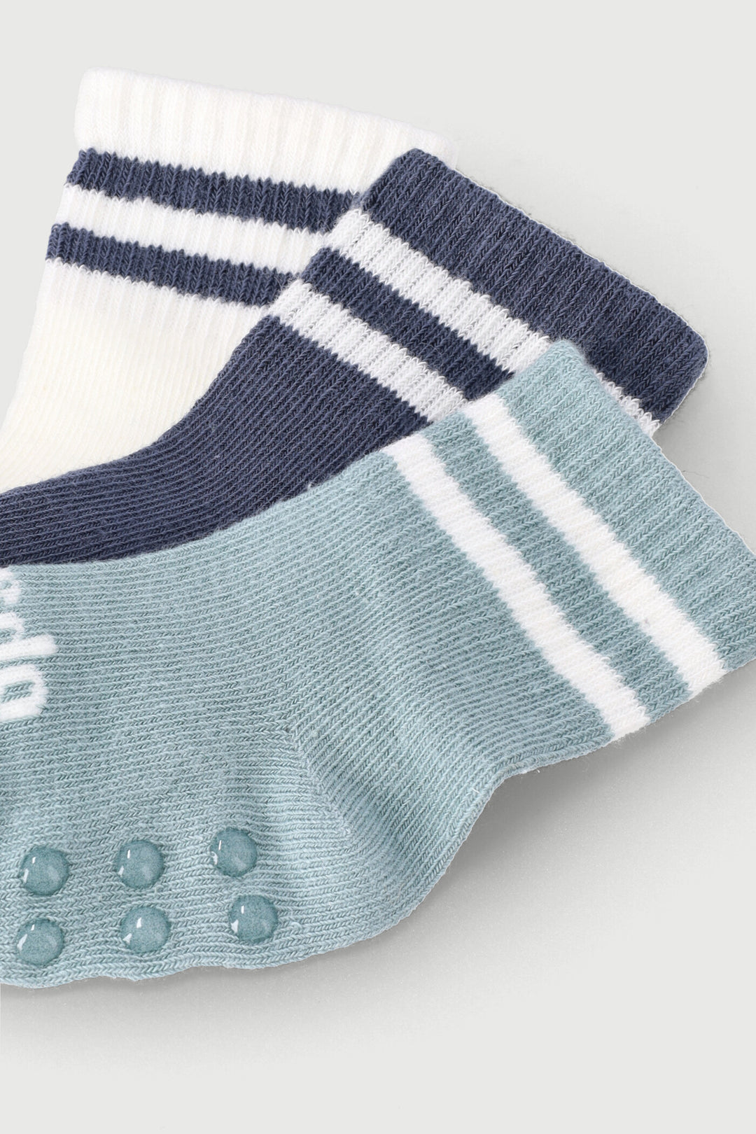 Keedo Baby Boys 3 Pack Plain Stripe Socks - Black/Brown