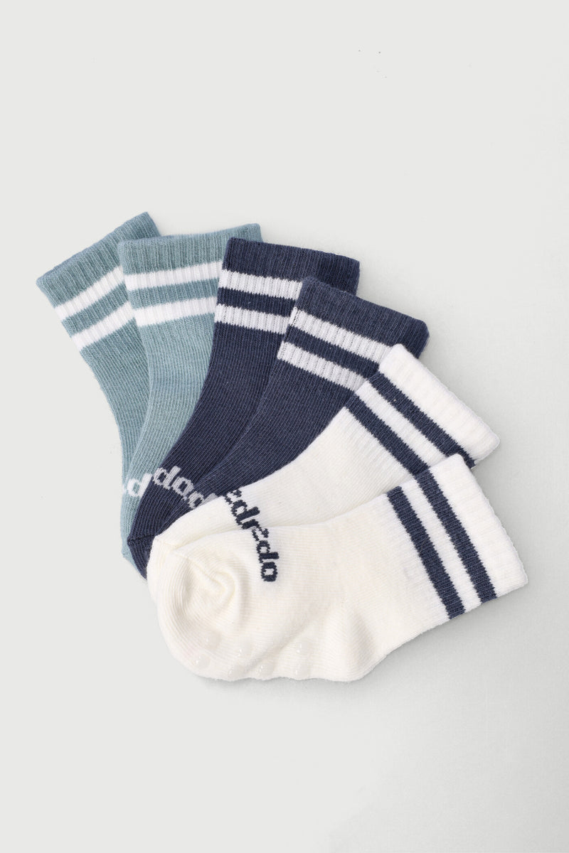 Keedo Baby Boys 3 Pack Plain Stripe Socks - Black/Brown