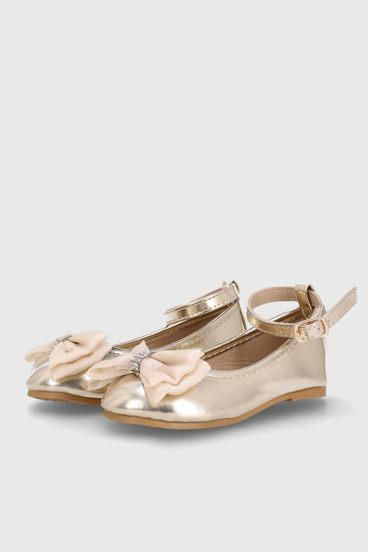 Pre-Girls Gold Bow Occasion Pump - Gold