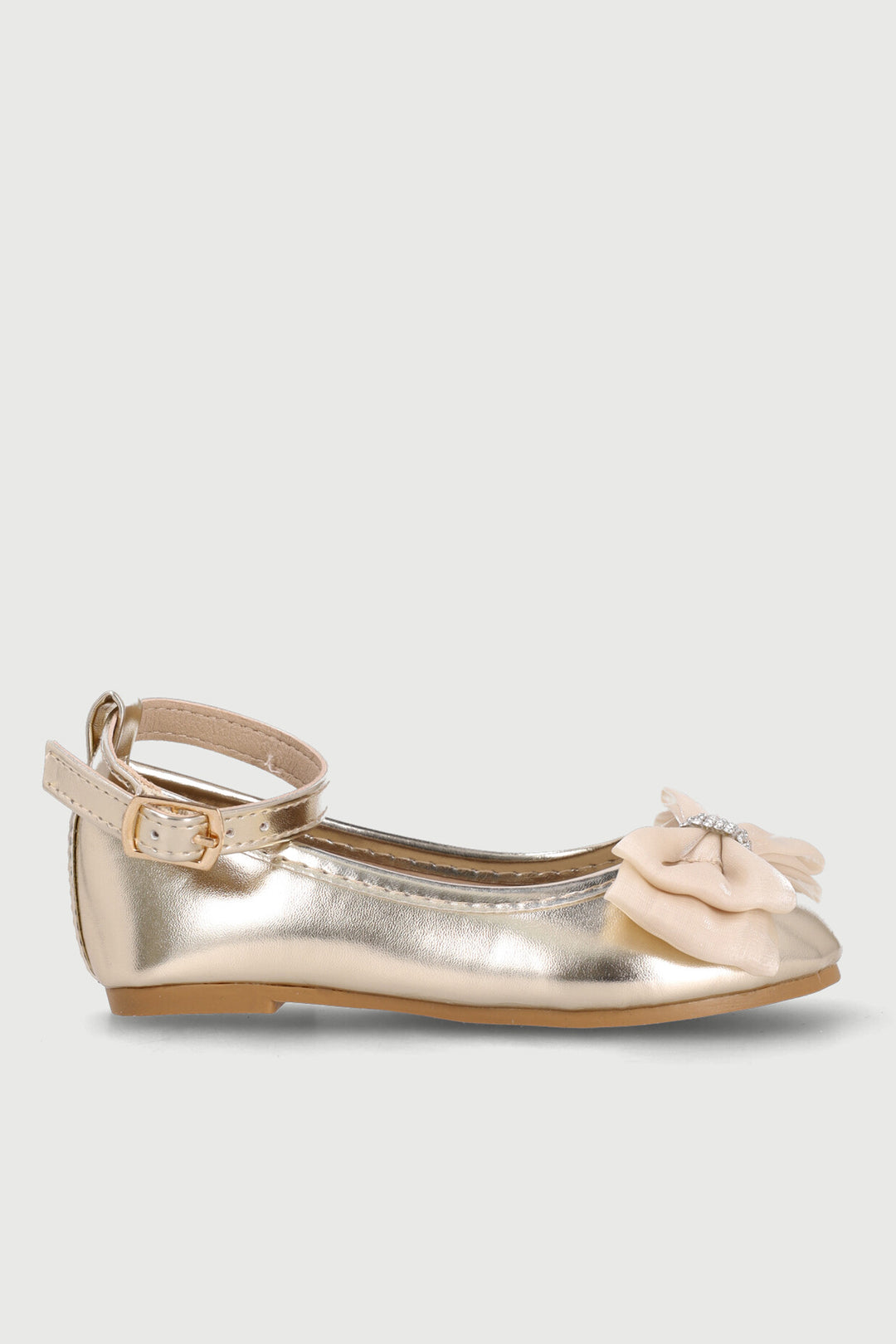 Pre-Girls Gold Bow Occasion Pump - Gold