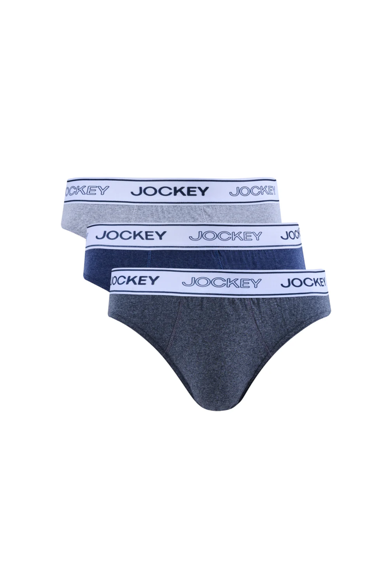 3 Pack Mono Elastic Briefs - Grey/Indigo/Charcoal