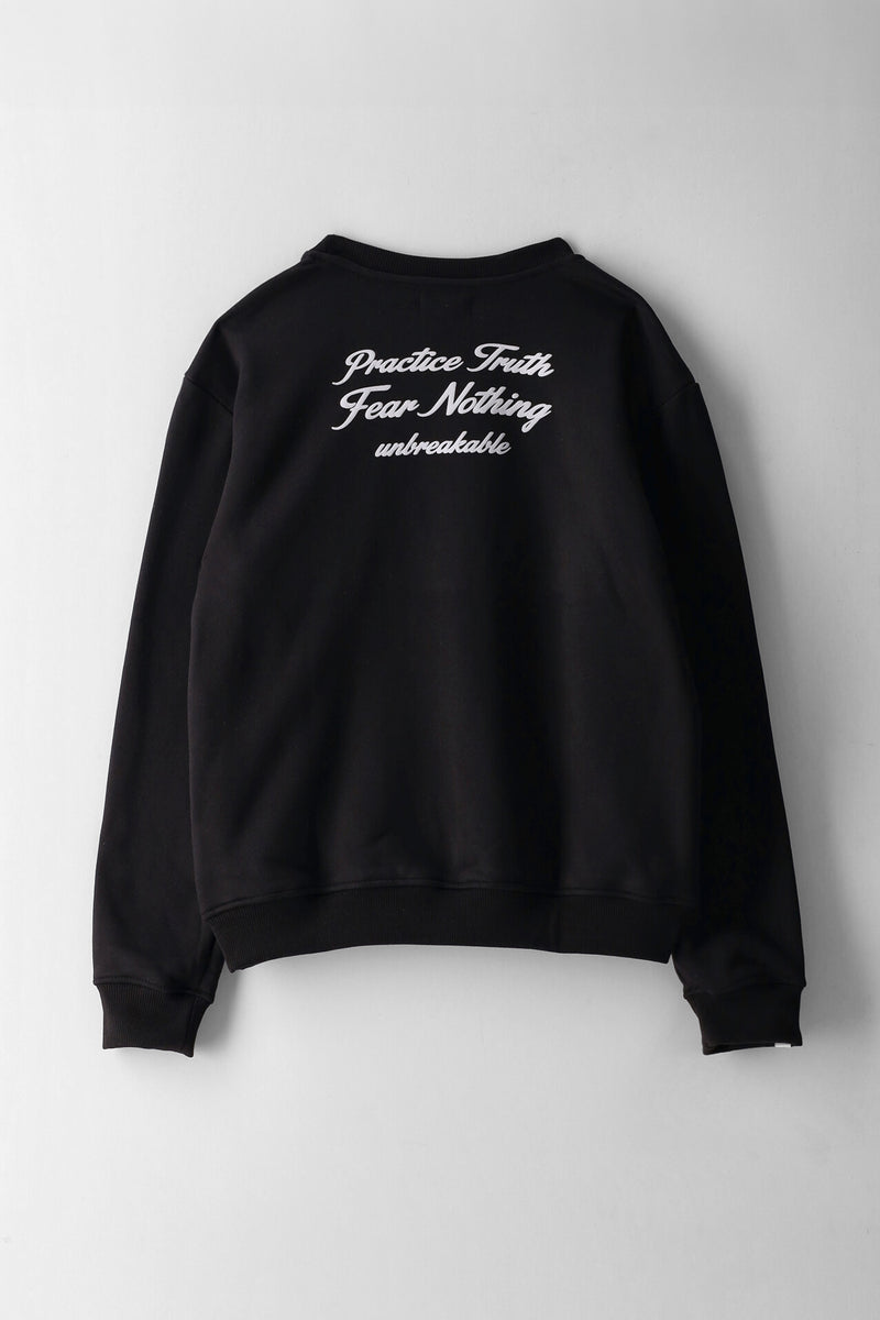 Boys Back Print Fleece Crew Top - Black