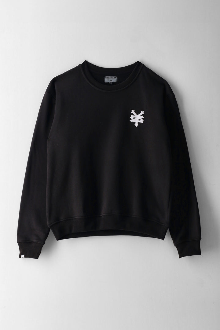 Boys Back Print Fleece Crew Top - Black