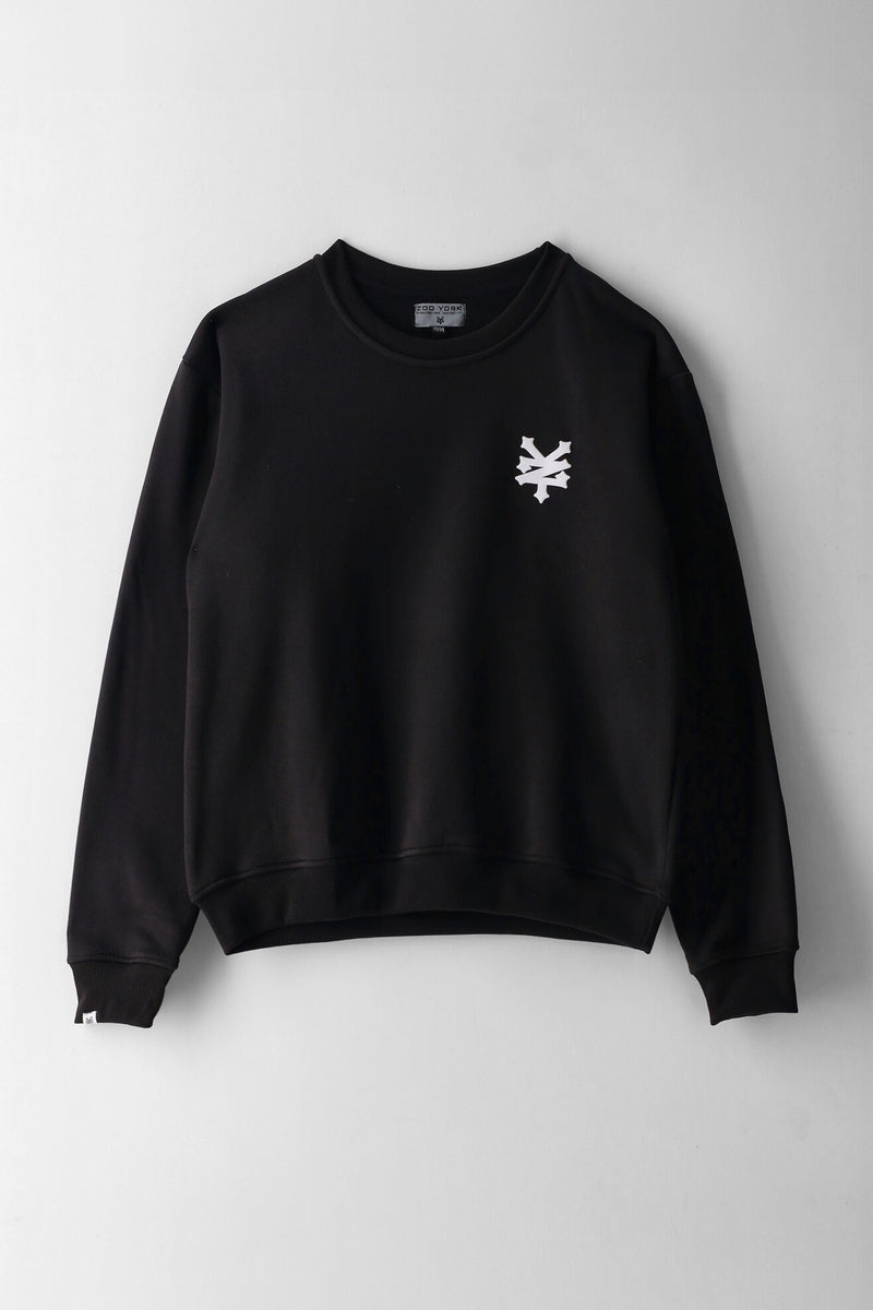 Boys Back Print Fleece Crew Top - Black