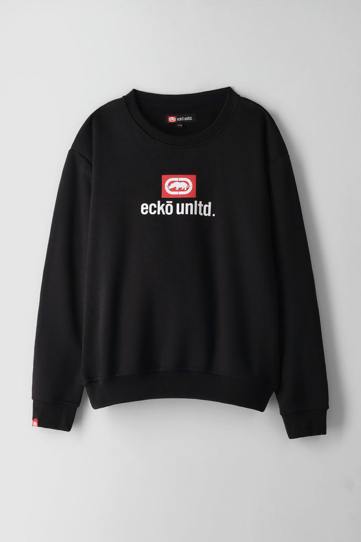 Boys Core Crew Fleece Top - Black/Red