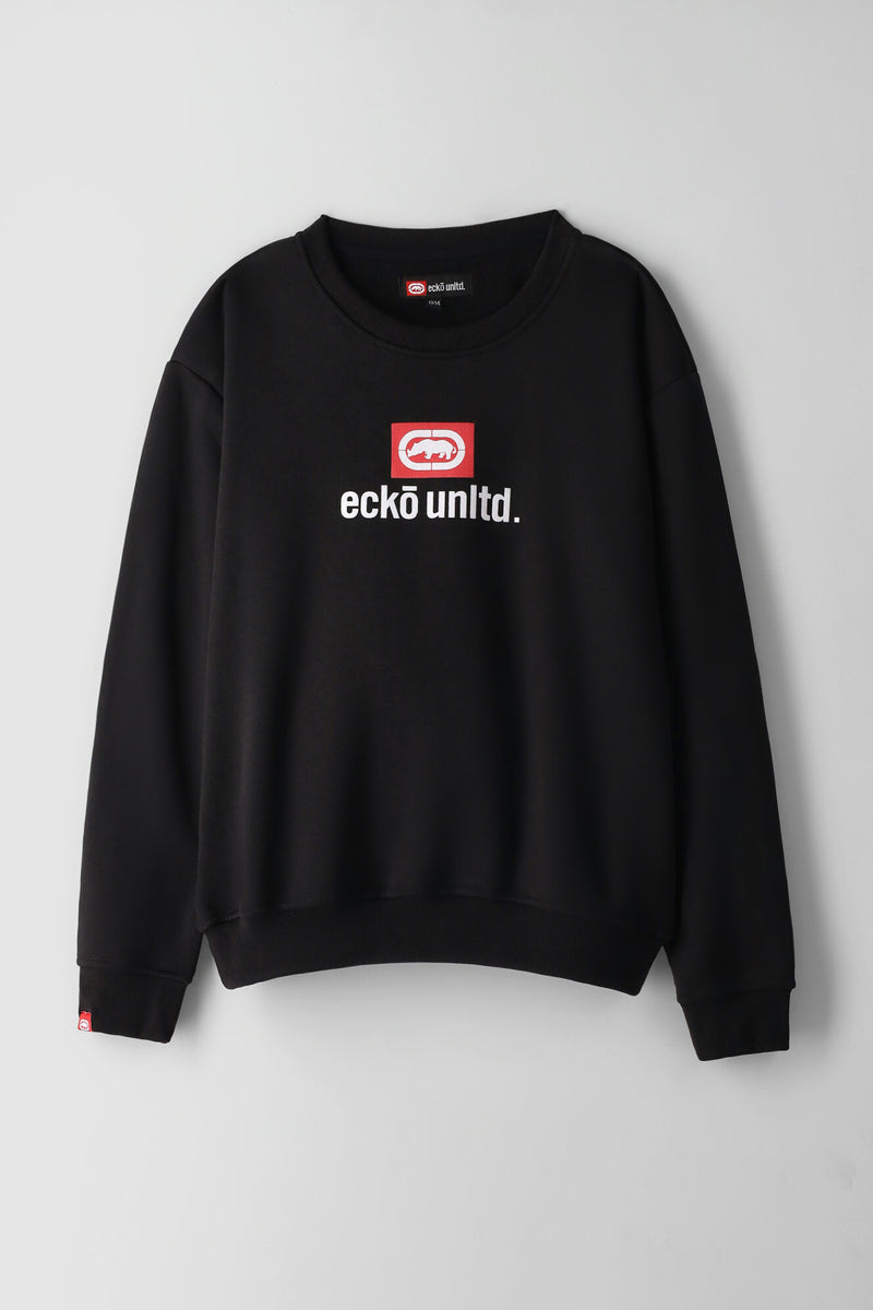 Boys Core Crew Fleece Top - Black/Red
