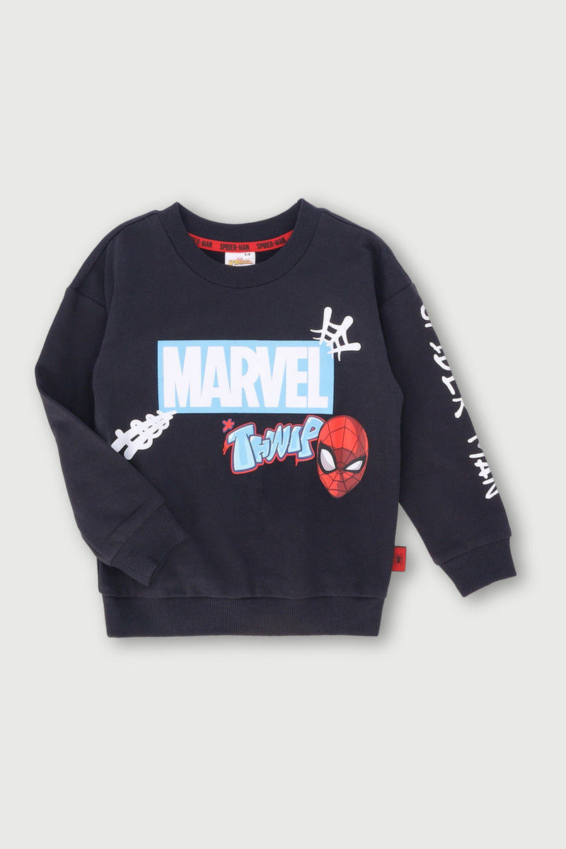 Pre-Boys Spiderman Crew Top - Black
