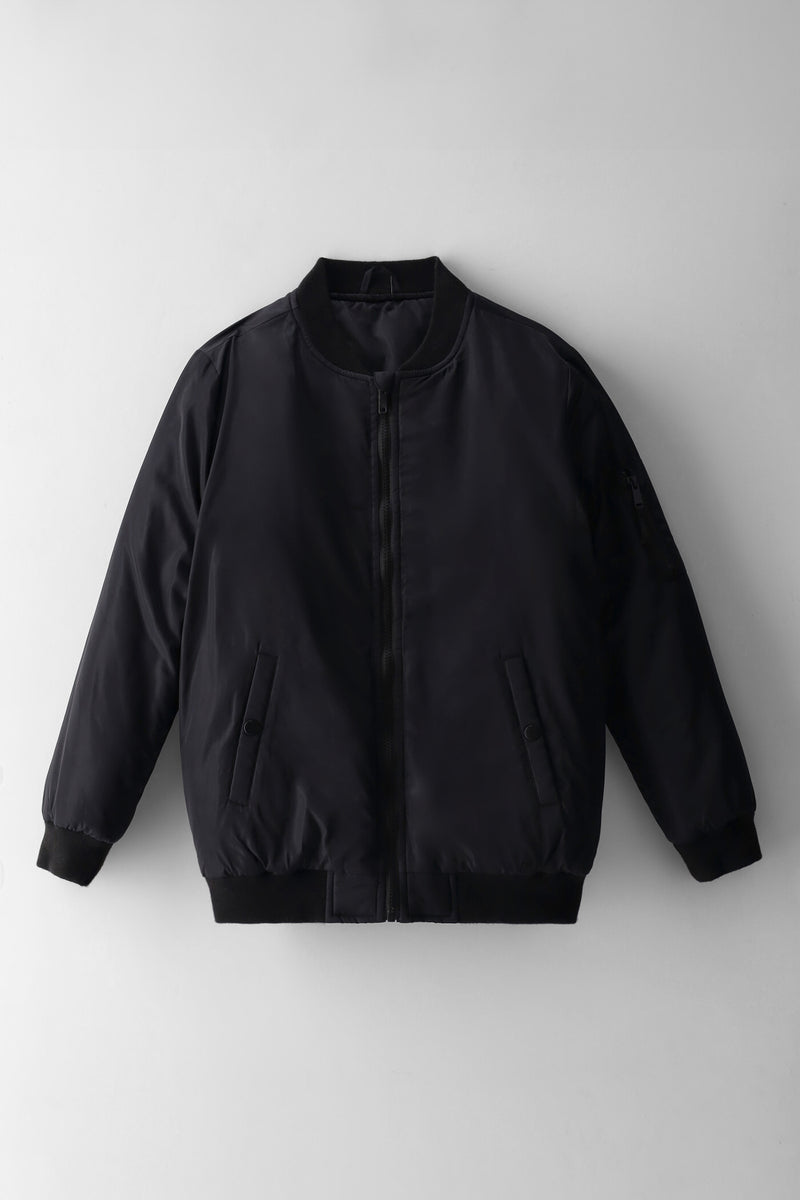 Boys Aviator Bomber Jacket - Black